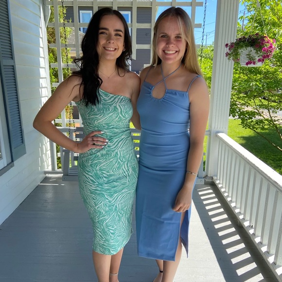 Abercrombie Halter Keyhole Knit Midi Dress Blue - Picture 6 of 6